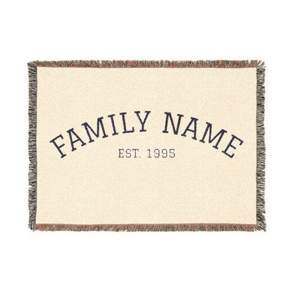 Personalized Family Name Woven Blanket - Classic Est. Year Throw