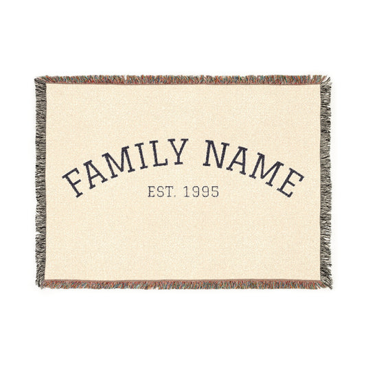 Personalized Family Name Woven Blanket - Classic Est. Year Throw