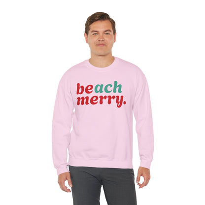 “Beach Merry” — Holiday Cozy Crewneck Sweatshirt