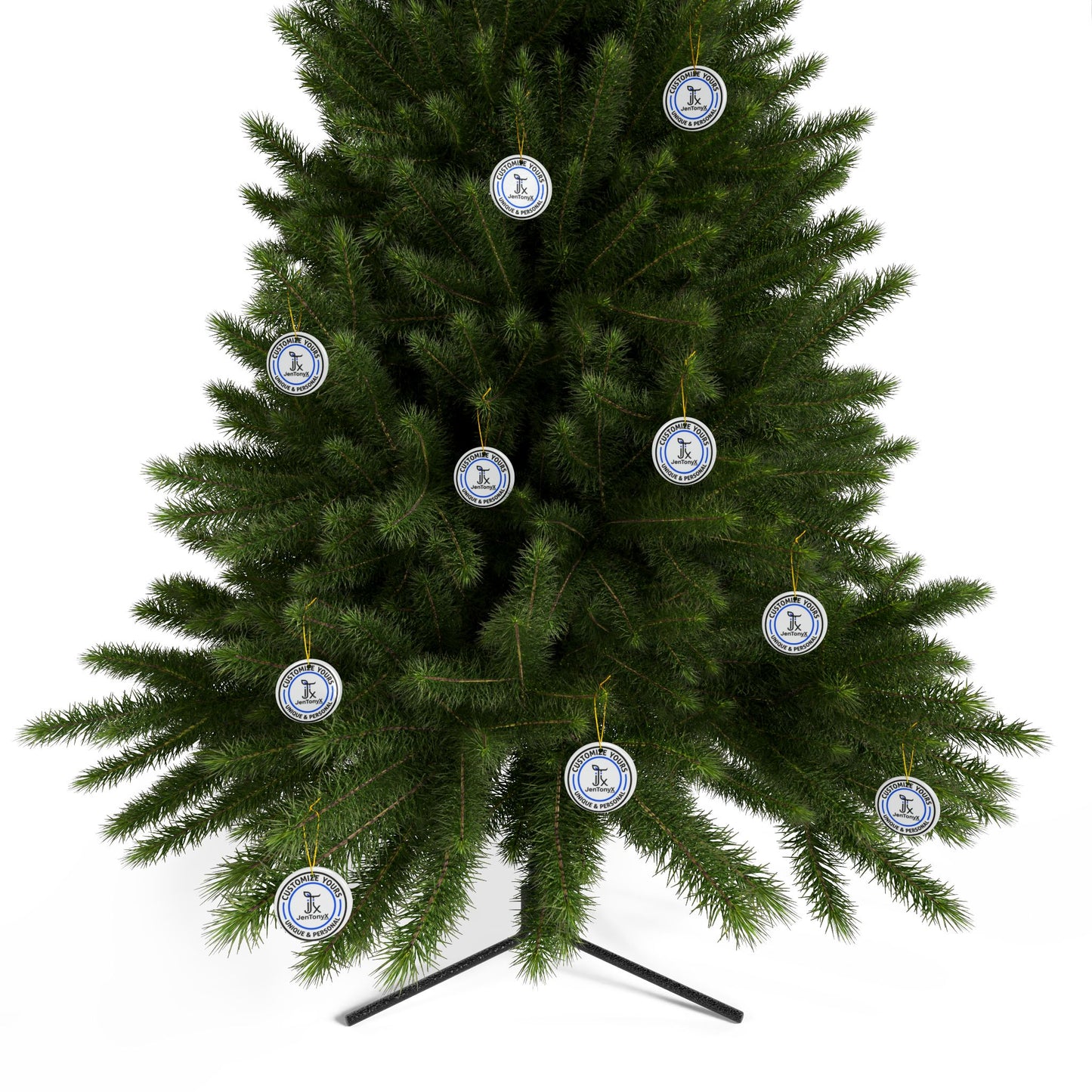 Personalized Ceramic Ornament – Christmas Tree Decoration (Double-Sided)