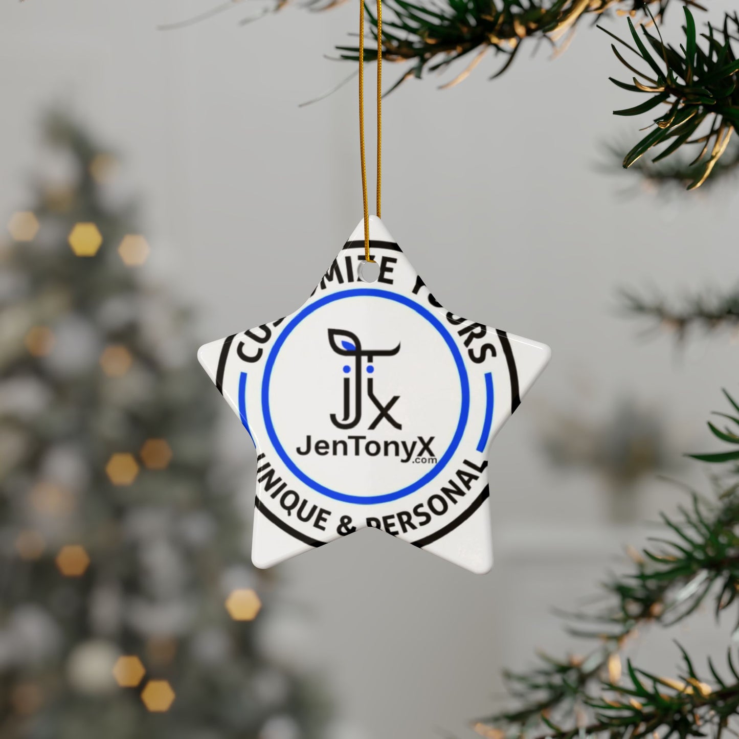 Personalized Ceramic Ornament – Christmas Tree Decoration (Double-Sided)