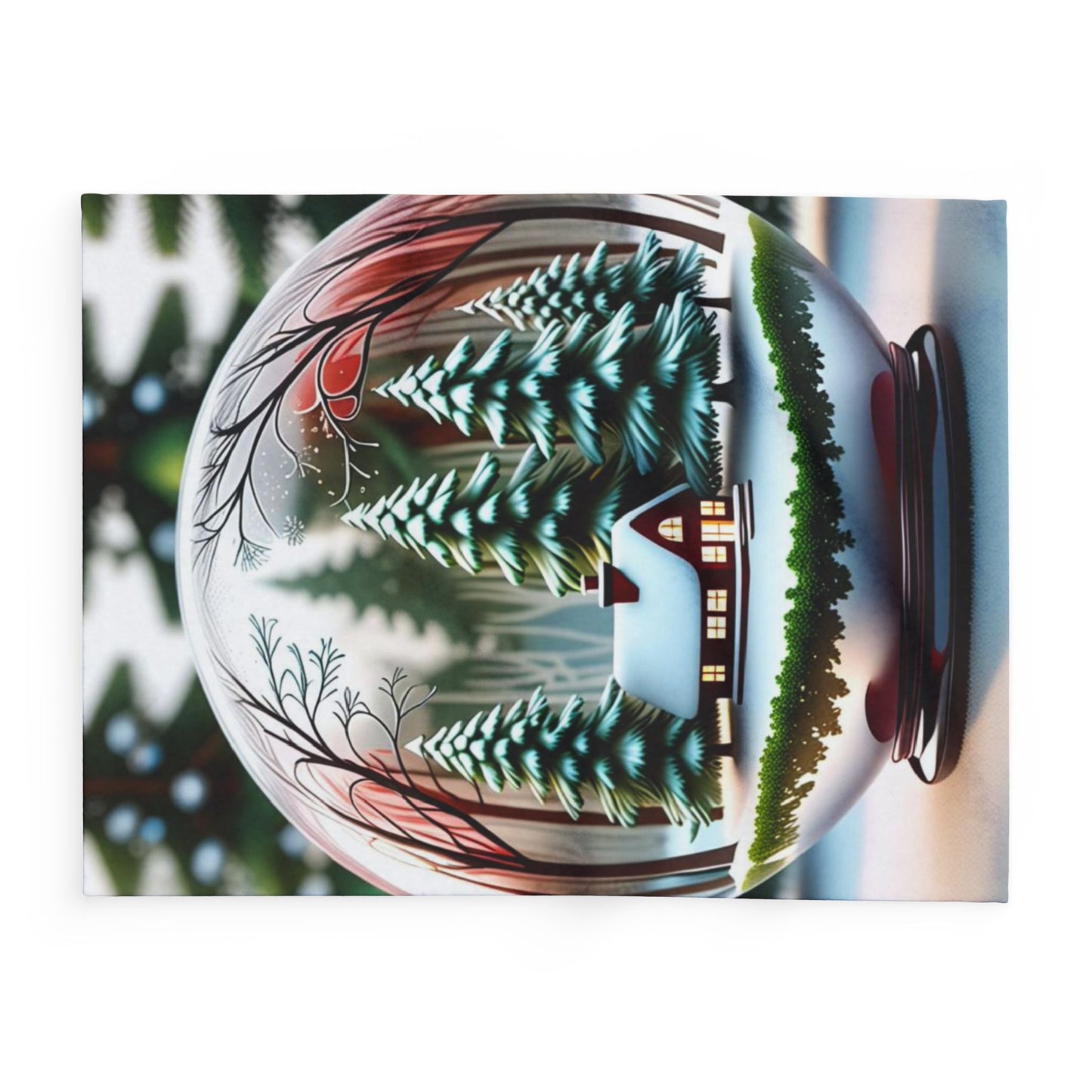 Fleece Blanket - Cozy Winter Wonderland Snow Globe Design
