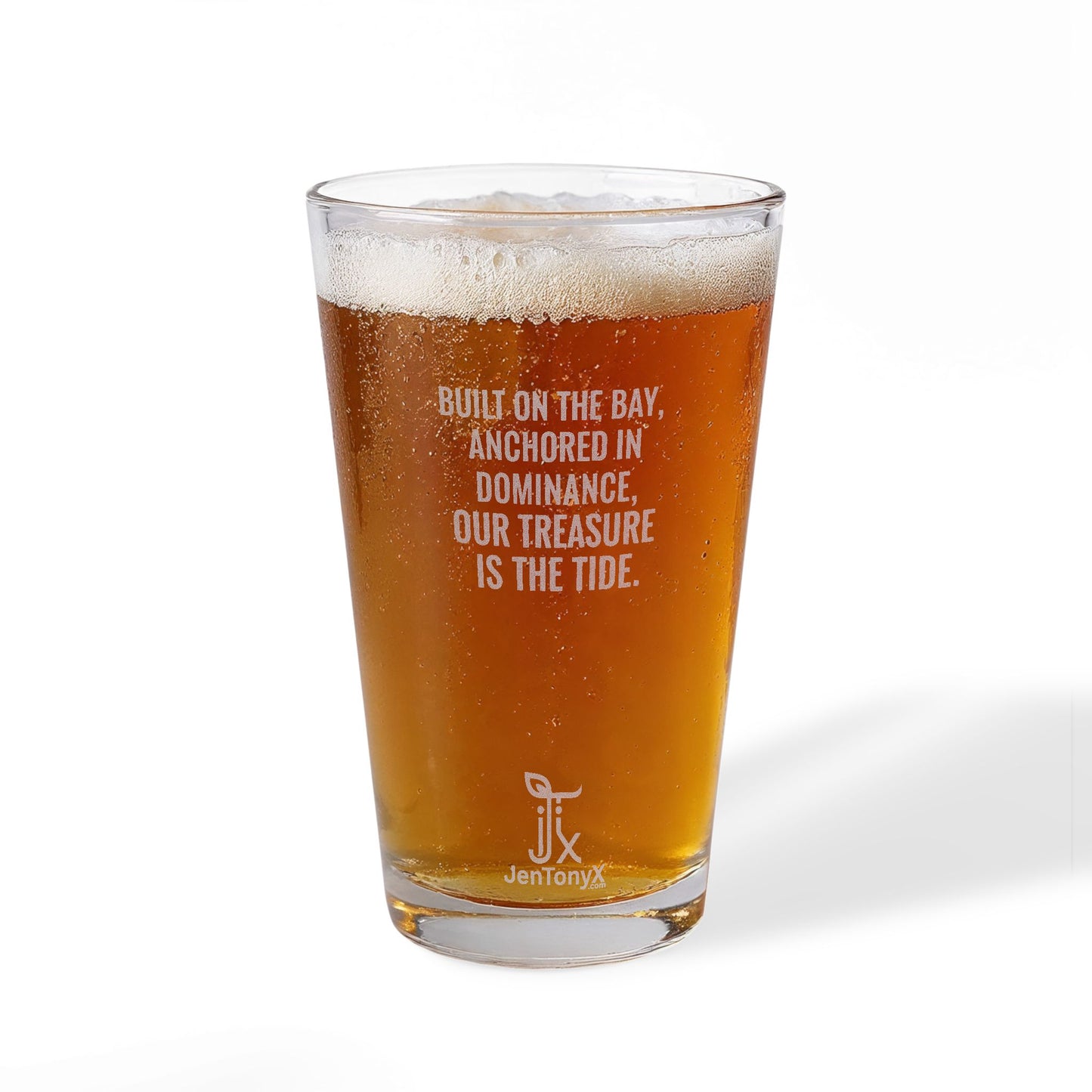 Pirate Themed Etched Pint Glass, 16oz Customizable Engraved Drinkware