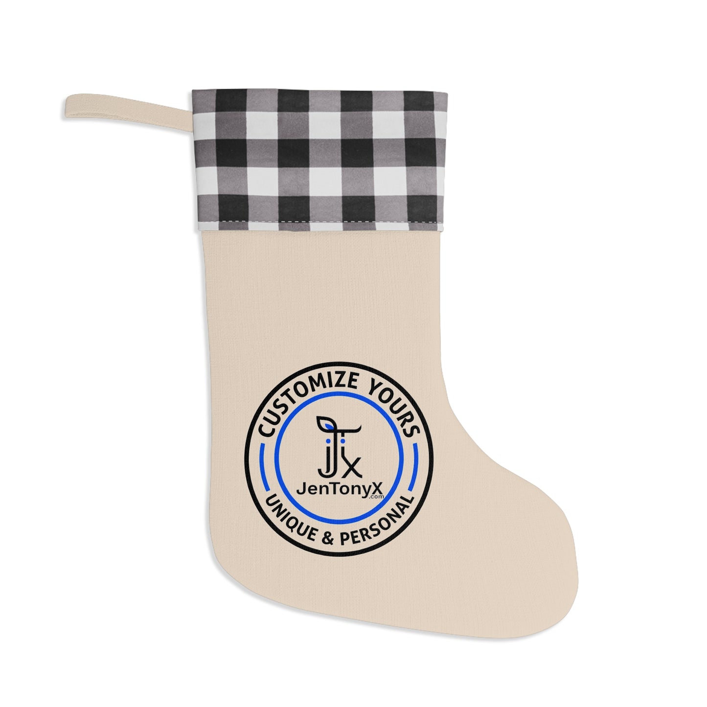 Personalized Plaid Cuff Christmas Stocking – Customizable Holiday Decor
