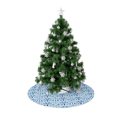 Blue Reindeer Snowflake - Christmas Tree Skirt