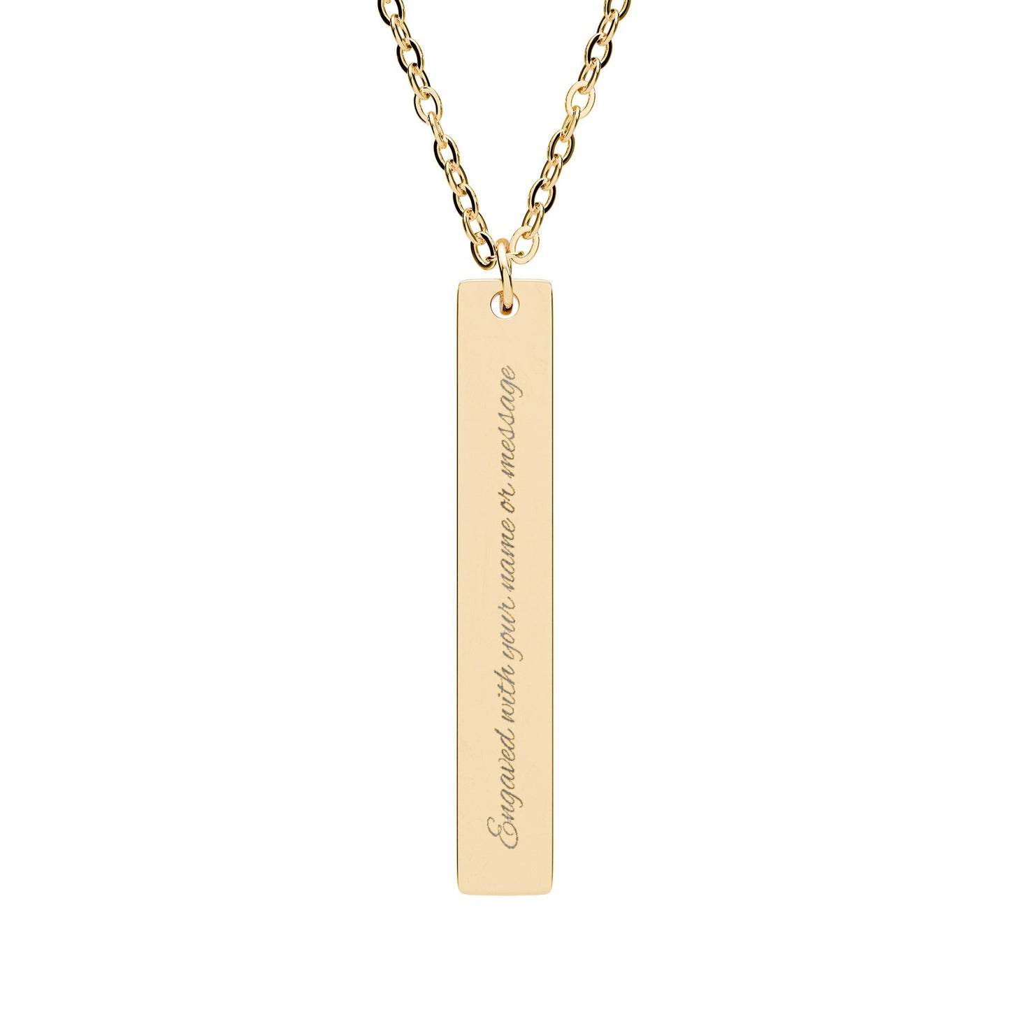 Engravable Vertical Bar Necklace — Personalized Pendant