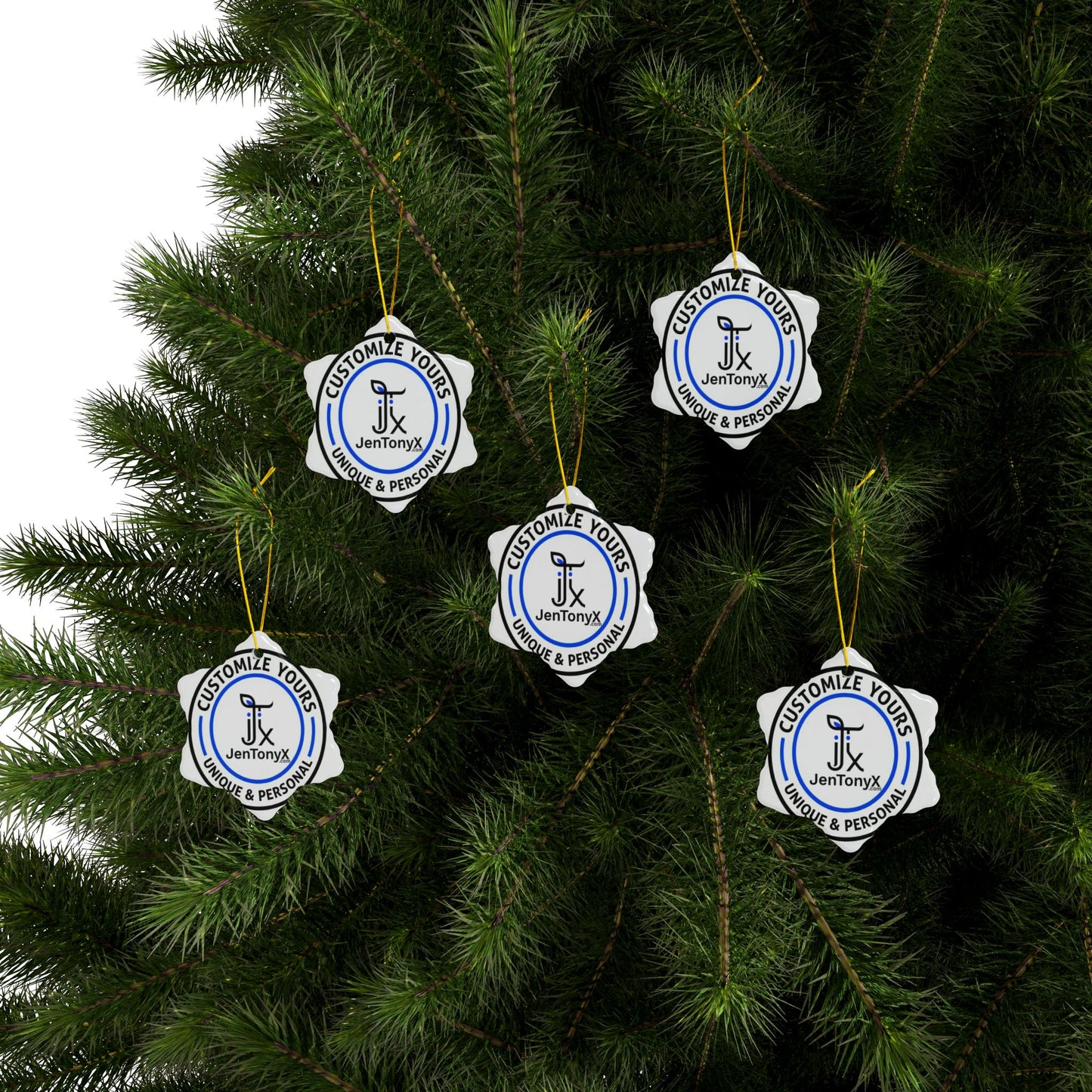 Personalized Ceramic Ornament – Christmas Tree Decoration (Double-Sided)