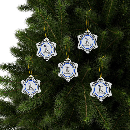 Personalized Ceramic Ornament – Christmas Tree Decoration (Double-Sided)