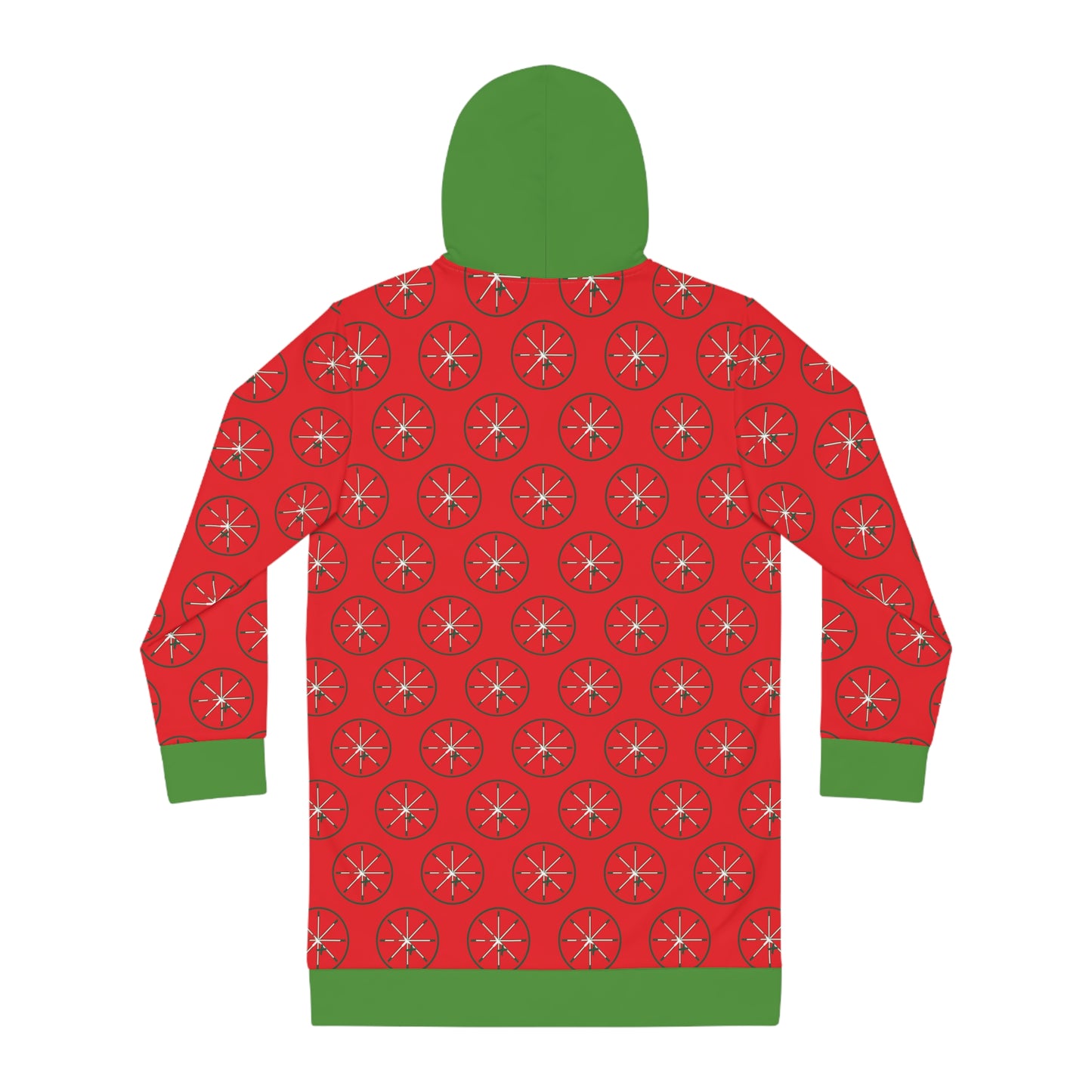 Red JTX Circle Snowflake Pattern – Women's Cozy Hoodie Dress
