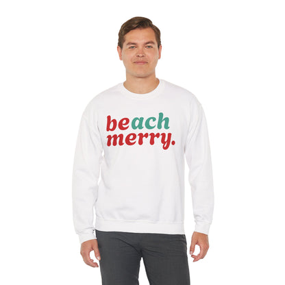 “Beach Merry” — Holiday Cozy Crewneck Sweatshirt