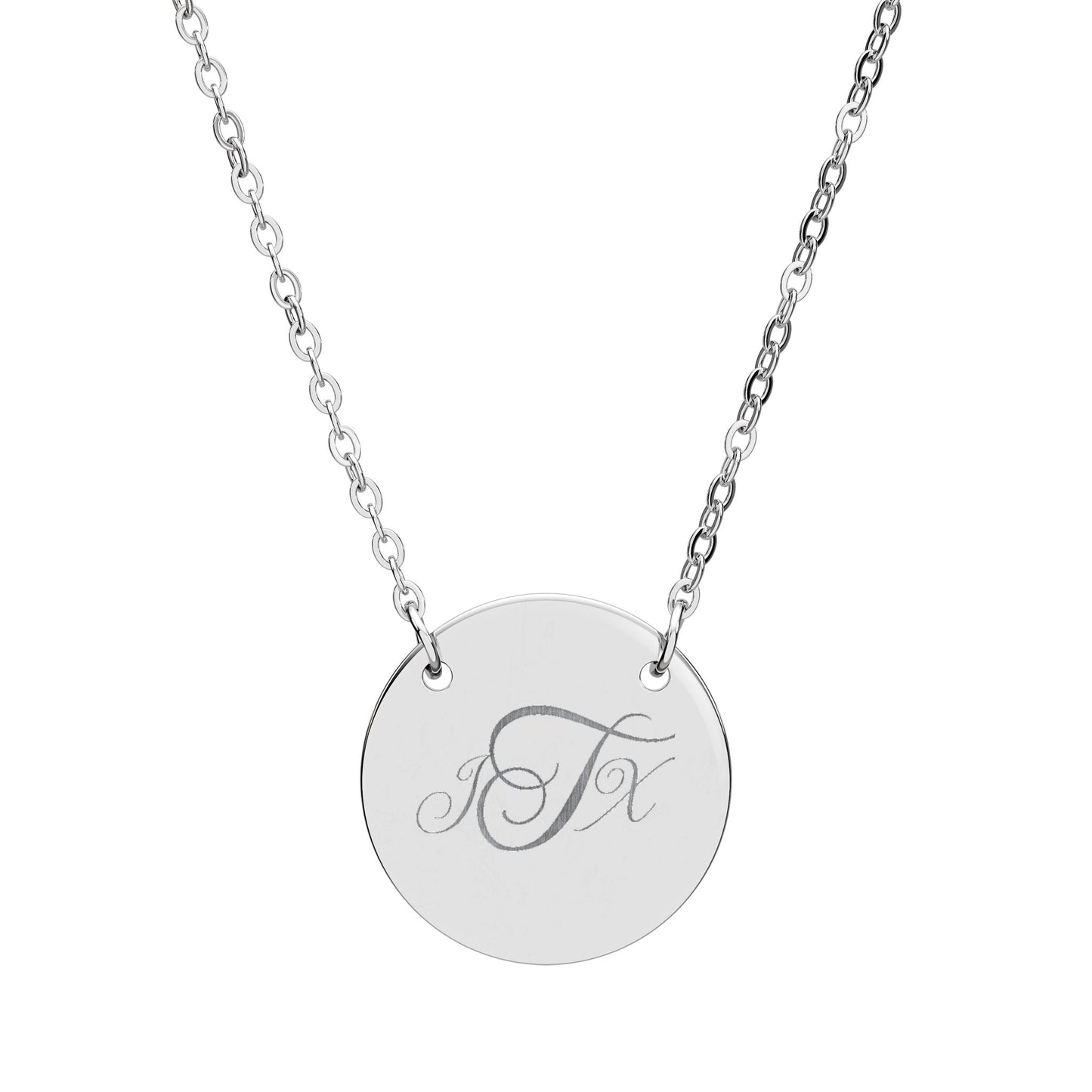 Engraved Circle Initial Necklace — Personalized Monogram Pendant