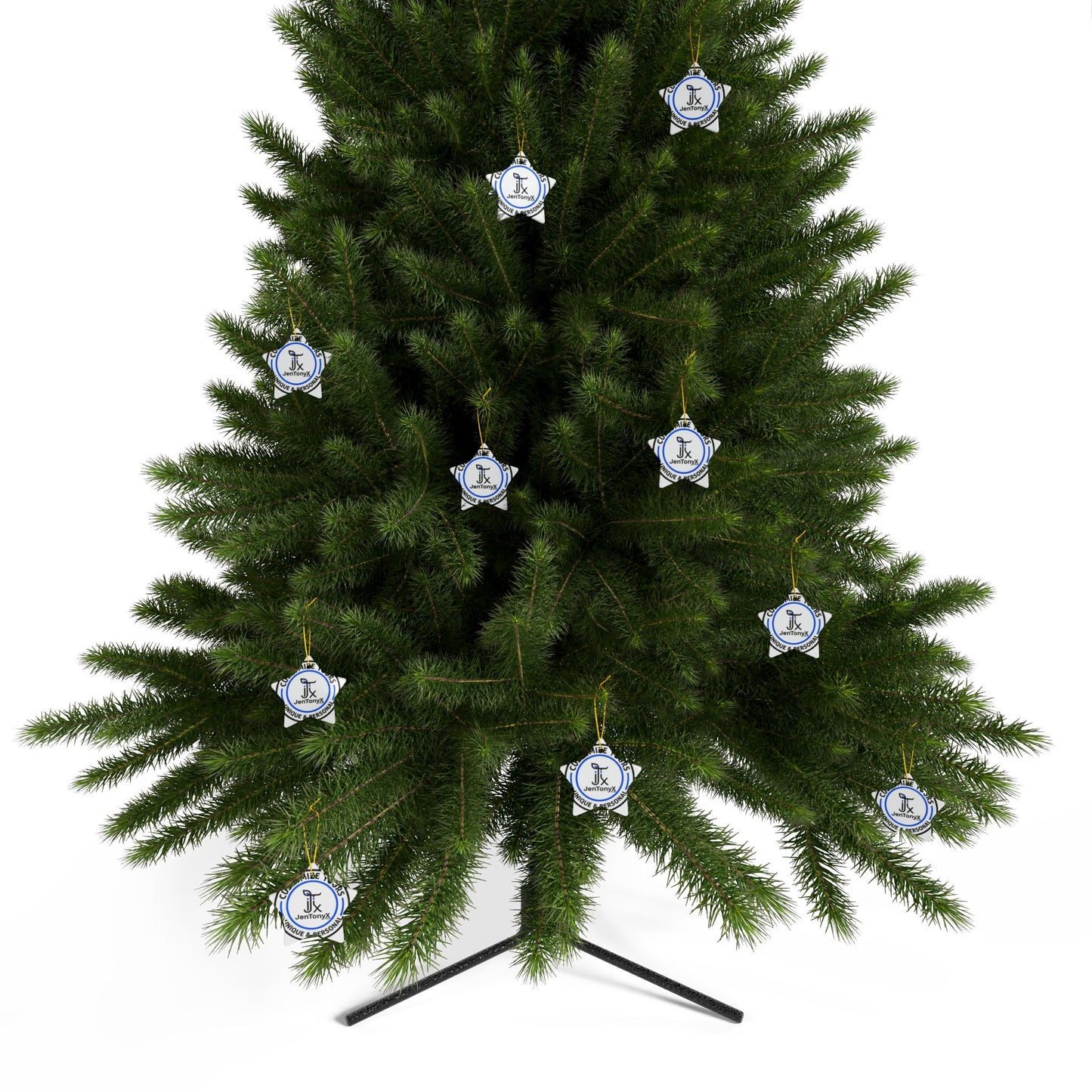 Personalized Ceramic Ornament – Christmas Tree Decoration (Double-Sided)