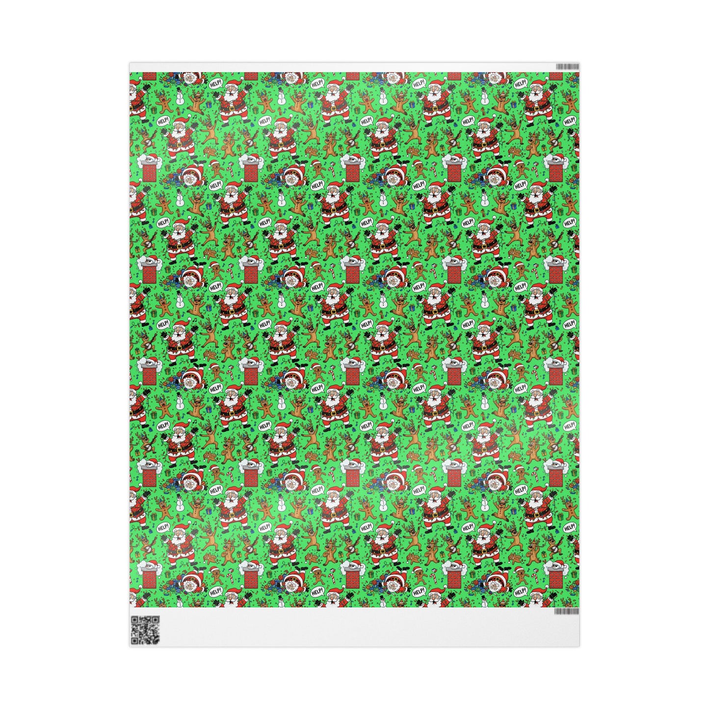 Green Santa & Gingerbread Madness — Holiday Wrapping Paper Rolls