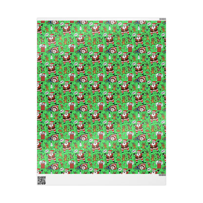 Green Santa & Gingerbread Madness — Holiday Wrapping Paper Rolls