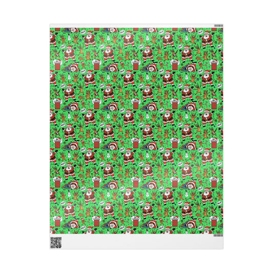 Green Santa & Gingerbread Madness — Holiday Wrapping Paper Rolls