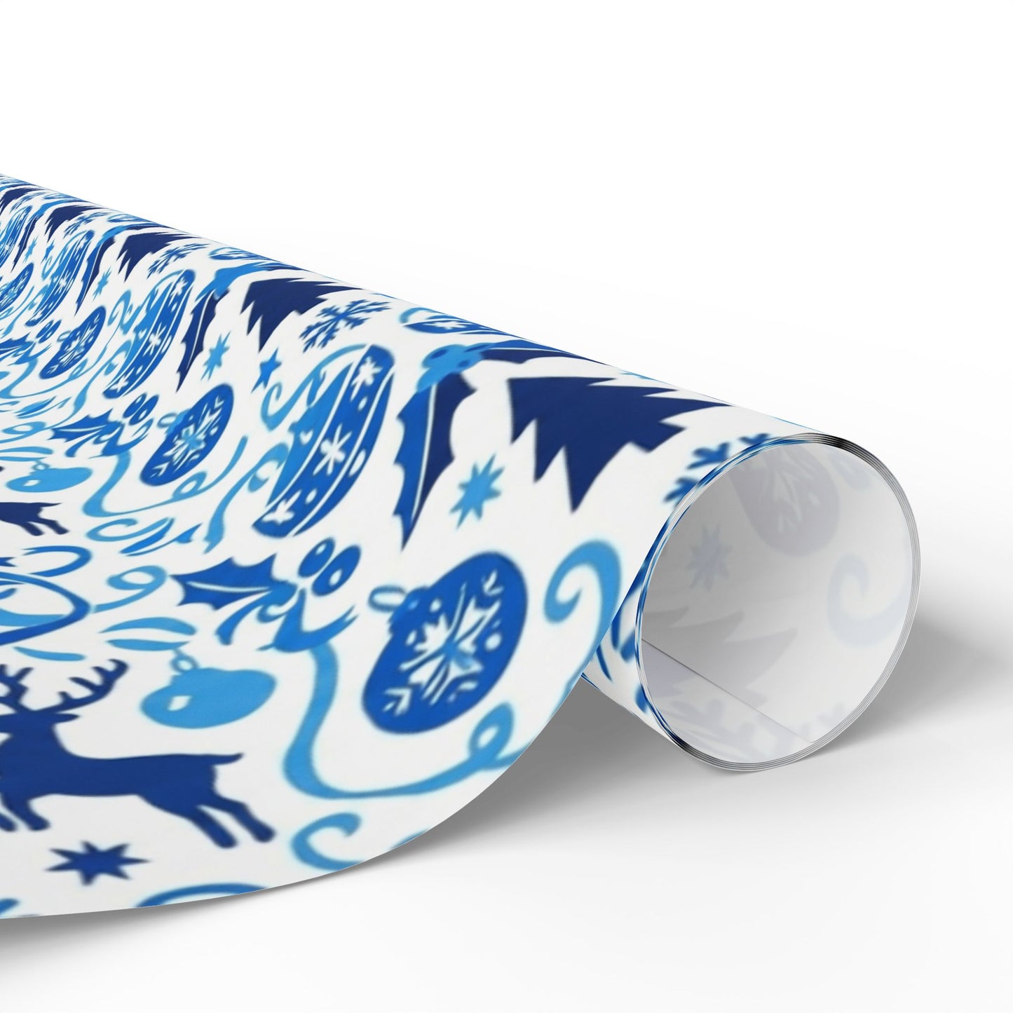 Blue Reindeer Snowflake Gift Wrap — Holiday Wrapping Paper Rolls