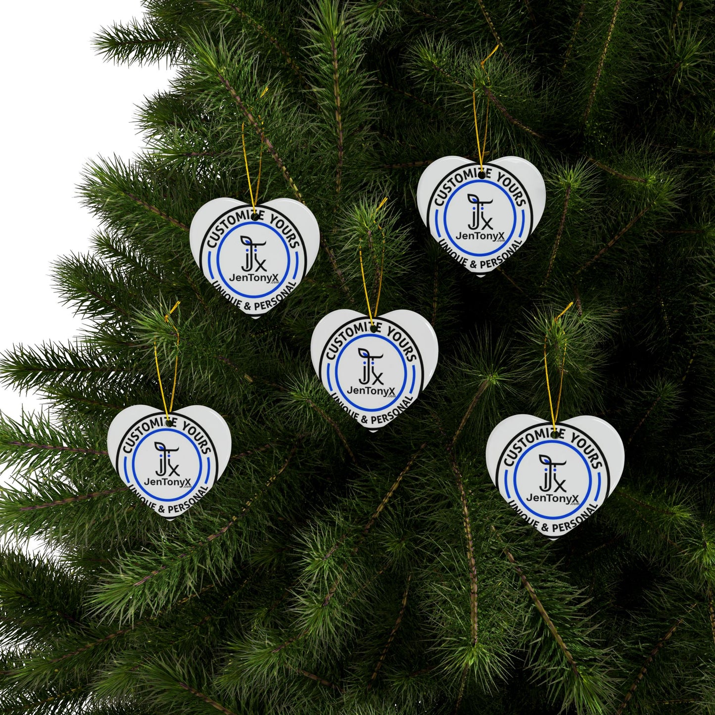 Personalized Ceramic Ornament – Christmas Tree Decoration (Double-Sided)