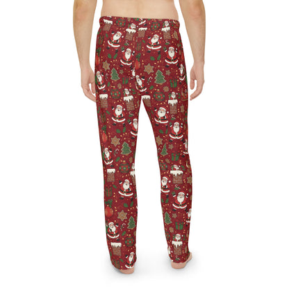 Christmas Santa Print — Men's Festive Holiday Pajama, Lounge, Sleepwear Pant
