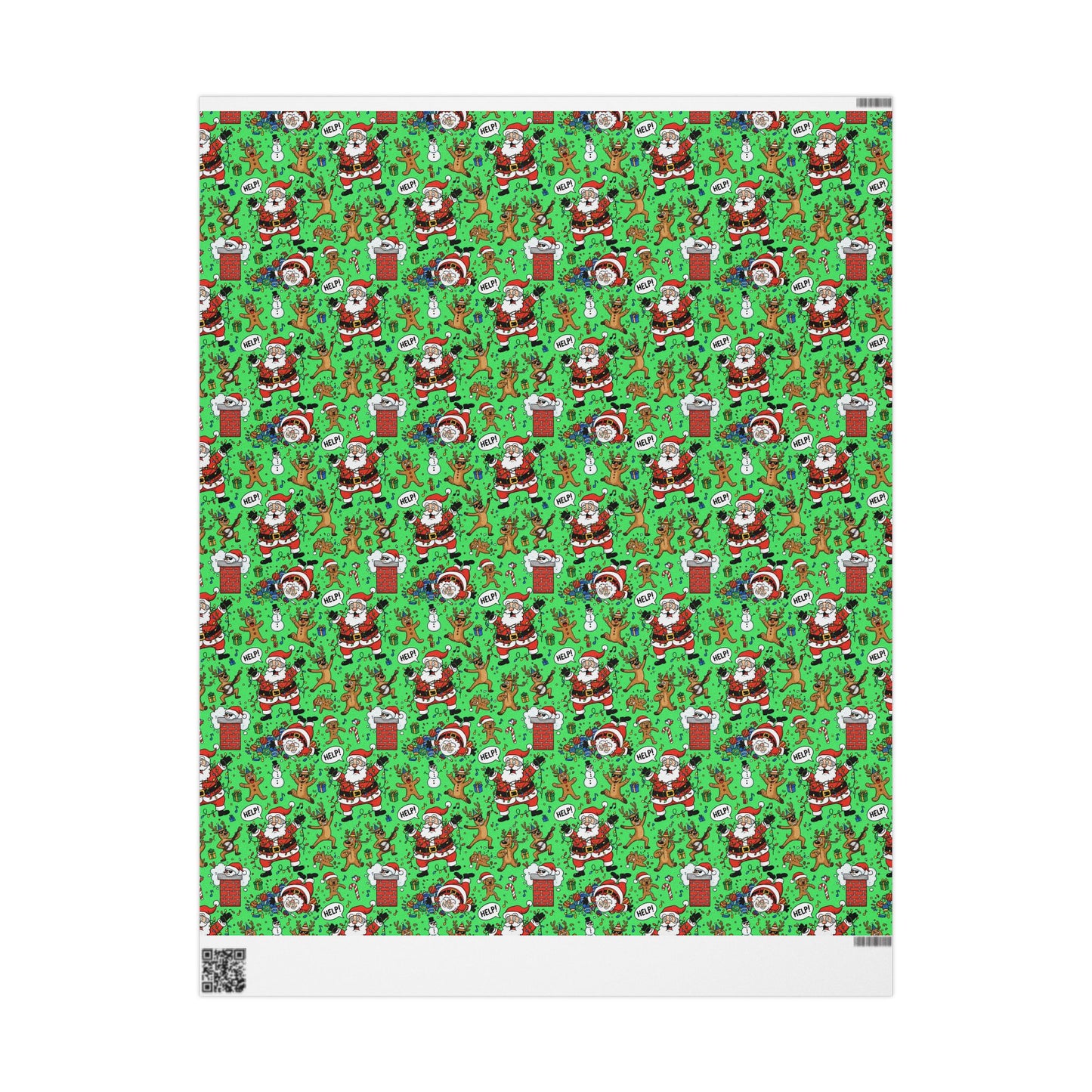 Green Santa & Gingerbread Madness — Holiday Wrapping Paper Rolls