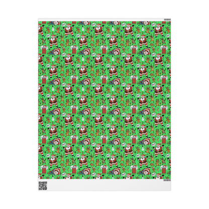 Green Santa & Gingerbread Madness — Holiday Wrapping Paper Rolls