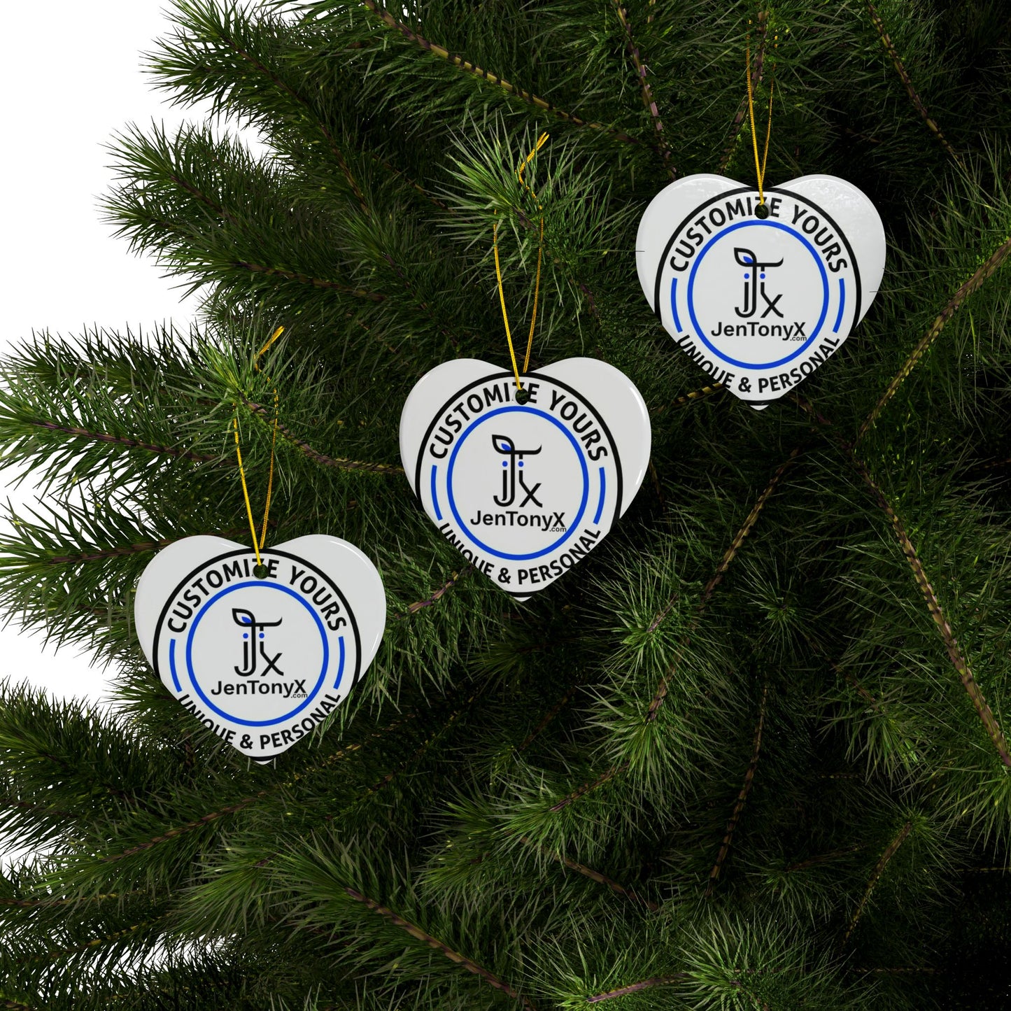 Personalized Ceramic Ornament – Christmas Tree Decoration (Double-Sided)