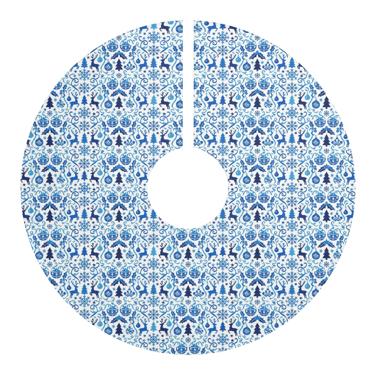 Blue Reindeer Snowflake - Christmas Tree Skirt