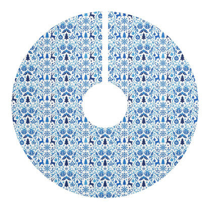Blue Reindeer Snowflake - Christmas Tree Skirt