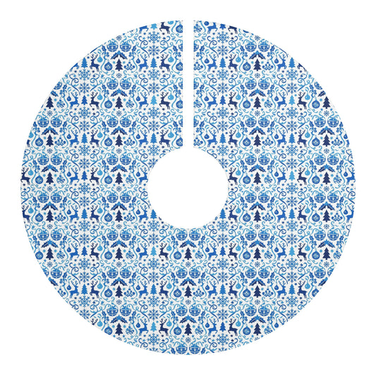 Blue Reindeer Snowflake - Christmas Tree Skirt