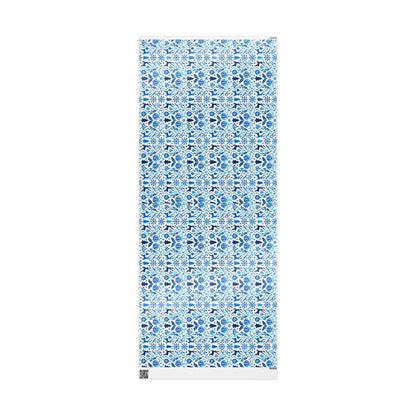 Blue Reindeer Snowflake Gift Wrap — Holiday Wrapping Paper Rolls