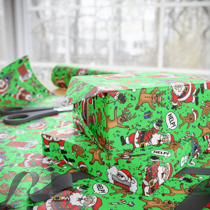 Green Santa & Gingerbread Madness — Holiday Wrapping Paper Rolls