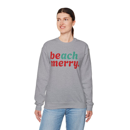 “Beach Merry” — Holiday Cozy Crewneck Sweatshirt
