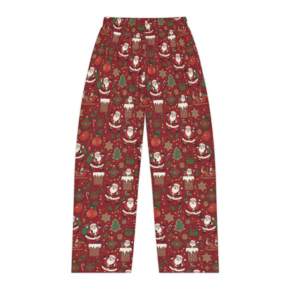Christmas Santa Print — Women's Festive Holiday Pajama, Lounge, Sleepwear Pant