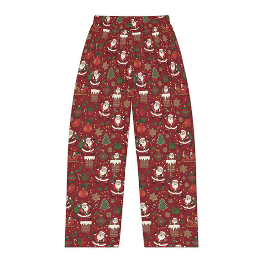 Christmas Santa Print — Women's Festive Holiday Pajama, Lounge, Sleepwear Pant