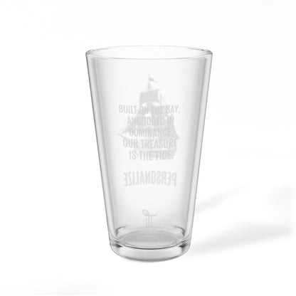 Pirate Themed Etched Pint Glass, 16oz Customizable Engraved Drinkware