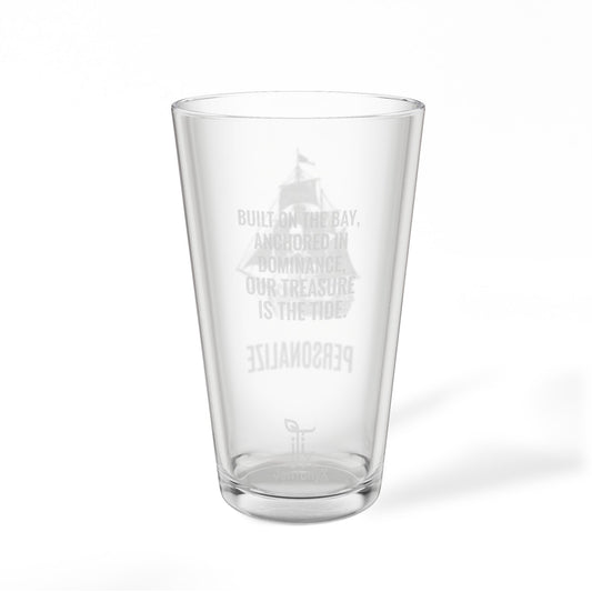 Pirate Themed Etched Pint Glass, 16oz Customizable Engraved Drinkware