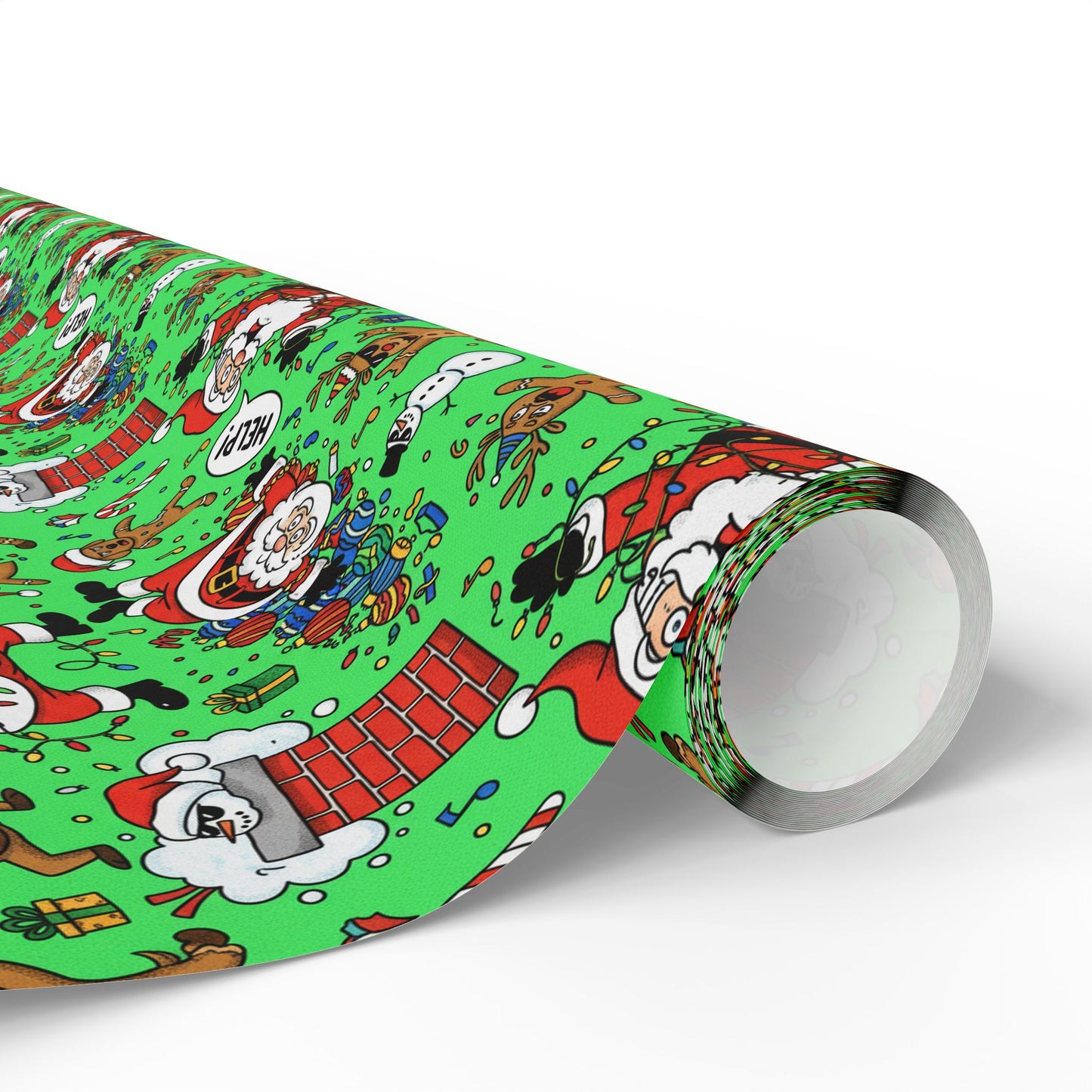 Green Santa & Gingerbread Madness — Holiday Wrapping Paper Rolls