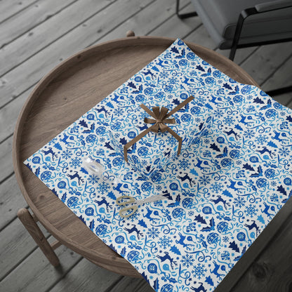 Blue Reindeer Snowflake Gift Wrap — Holiday Wrapping Paper Rolls
