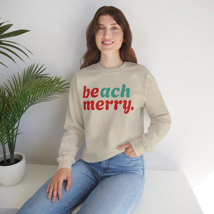 “Beach Merry” — Holiday Cozy Crewneck Sweatshirt