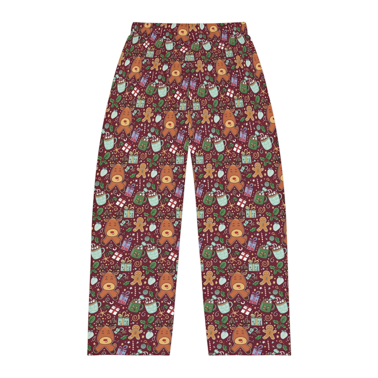 Christmas Cookies & Reindeer — Men's Festive Holiday Pajama, Lounge, Sleepwear Pant