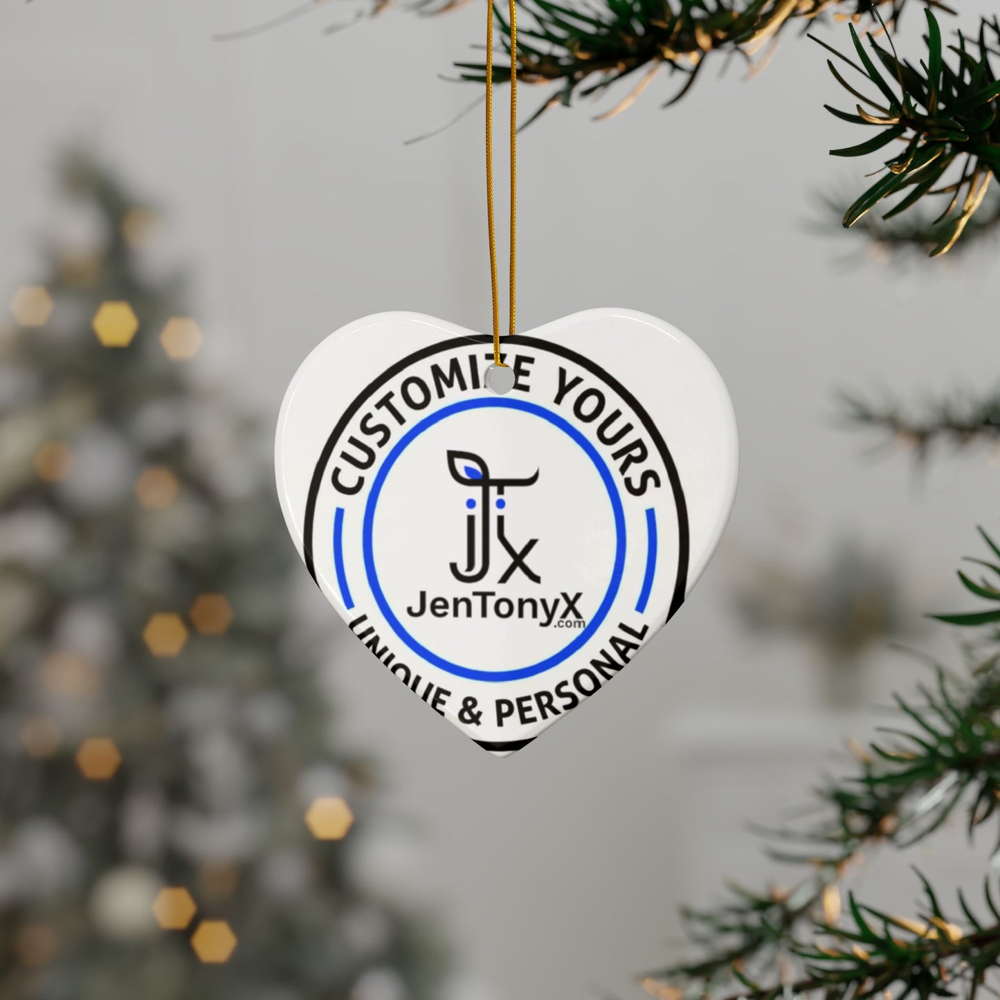 Personalized Ceramic Ornament – Christmas Tree Decoration (Double-Sided)