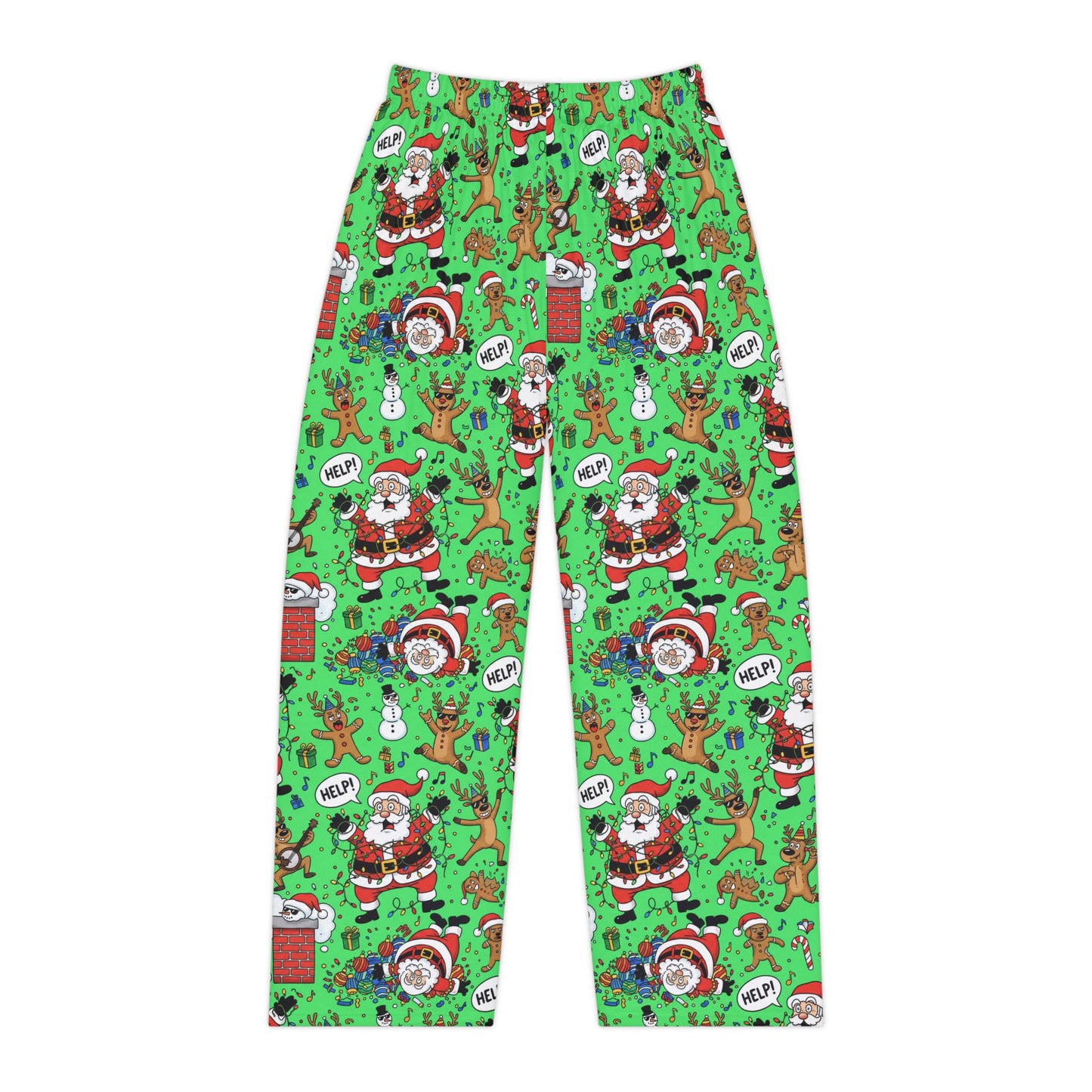 Santa & Gingerbread Madness — Women's Festive Holiday Pajama, Lounge, Sleepwear Pant