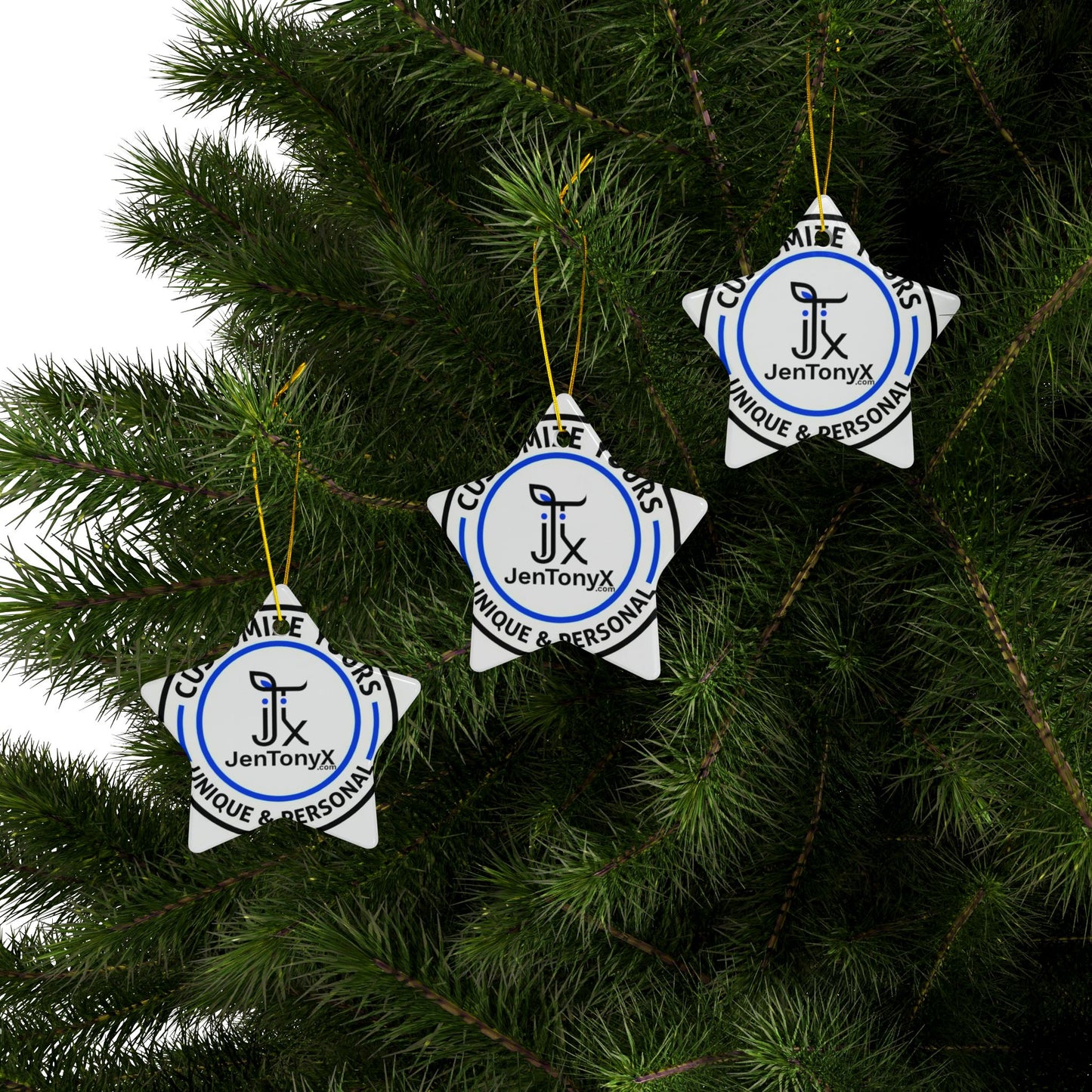 Personalized Ceramic Ornament – Christmas Tree Decoration (Double-Sided)