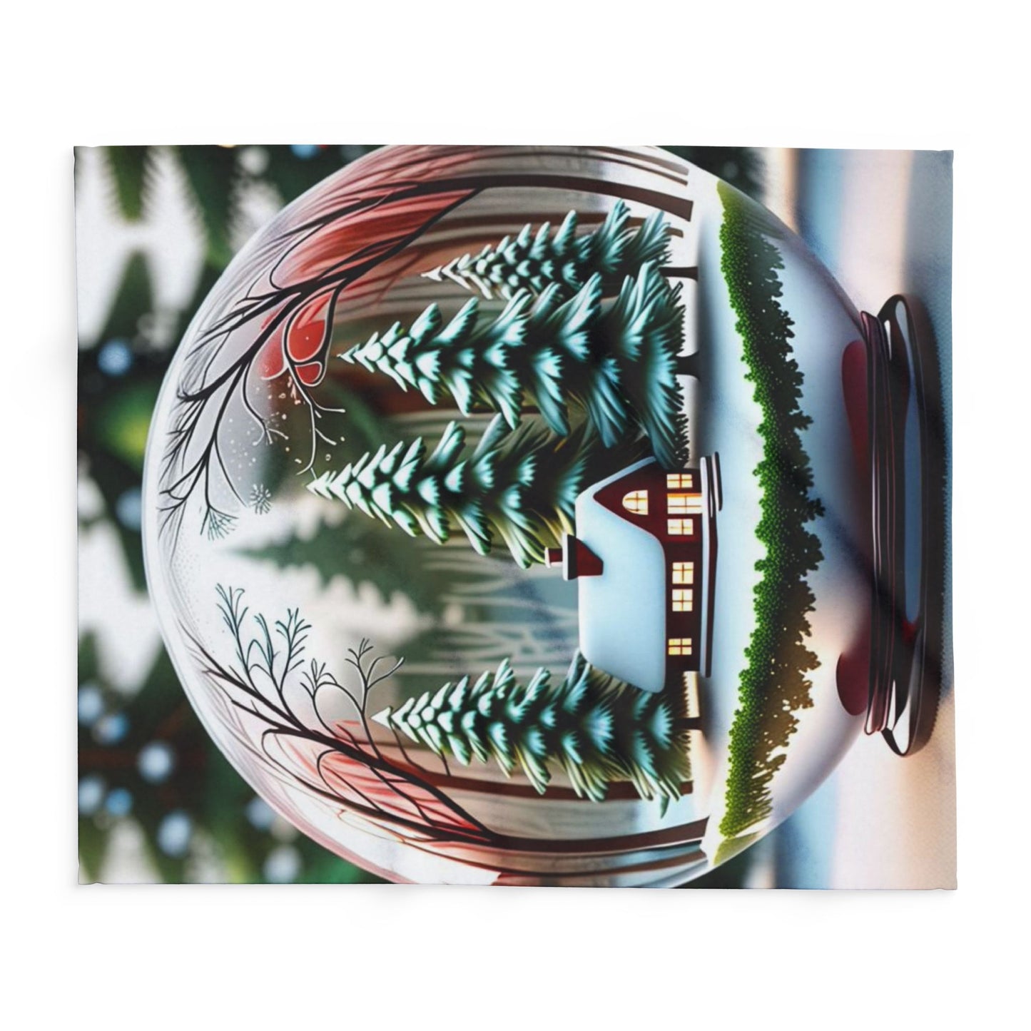 Fleece Blanket - Cozy Winter Wonderland Snow Globe Design