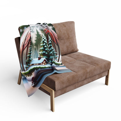 Fleece Blanket - Cozy Winter Wonderland Snow Globe Design
