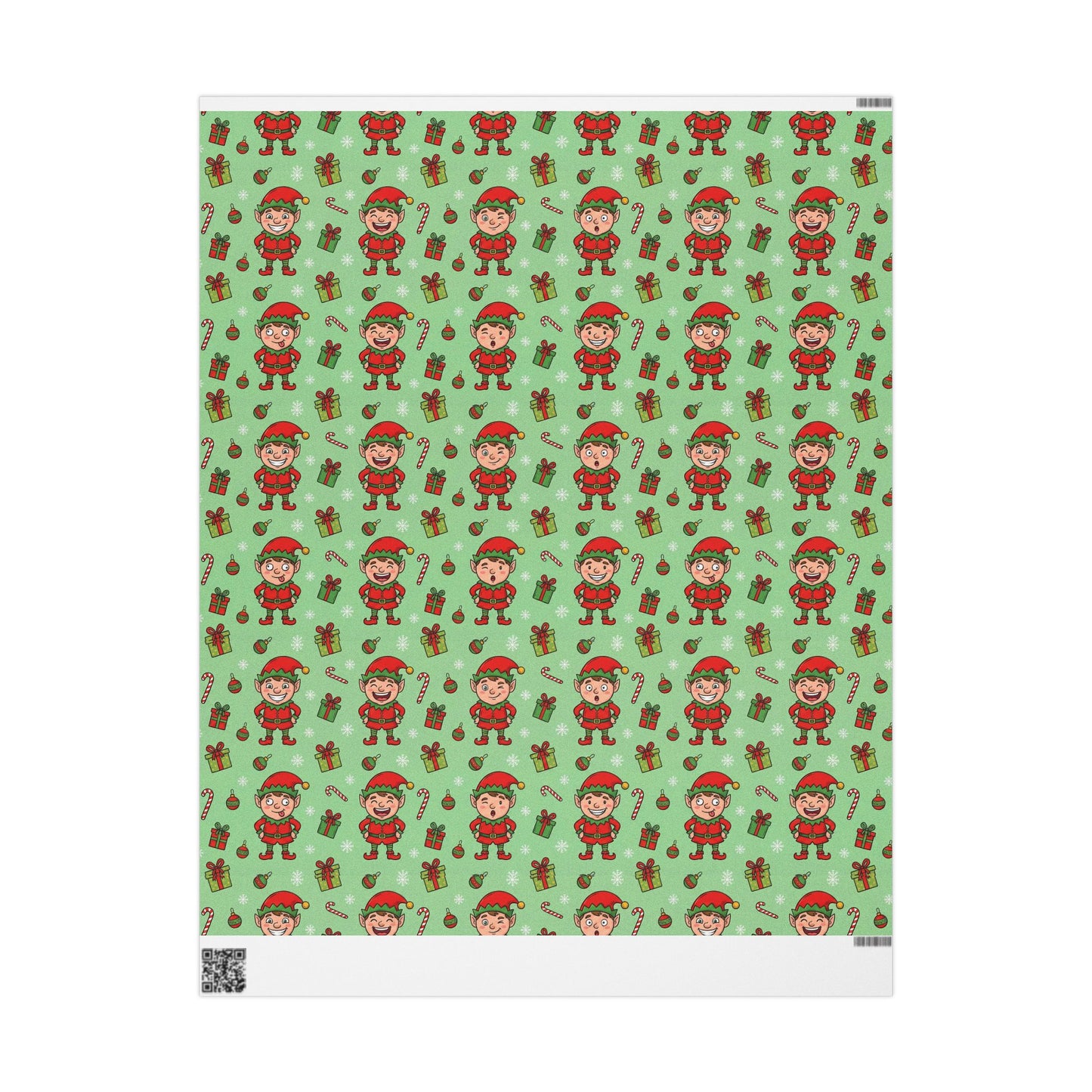 Personalize! Green Pattern with Elves, Presents & Candy Canes — Holiday Wrapping Paper Rolls