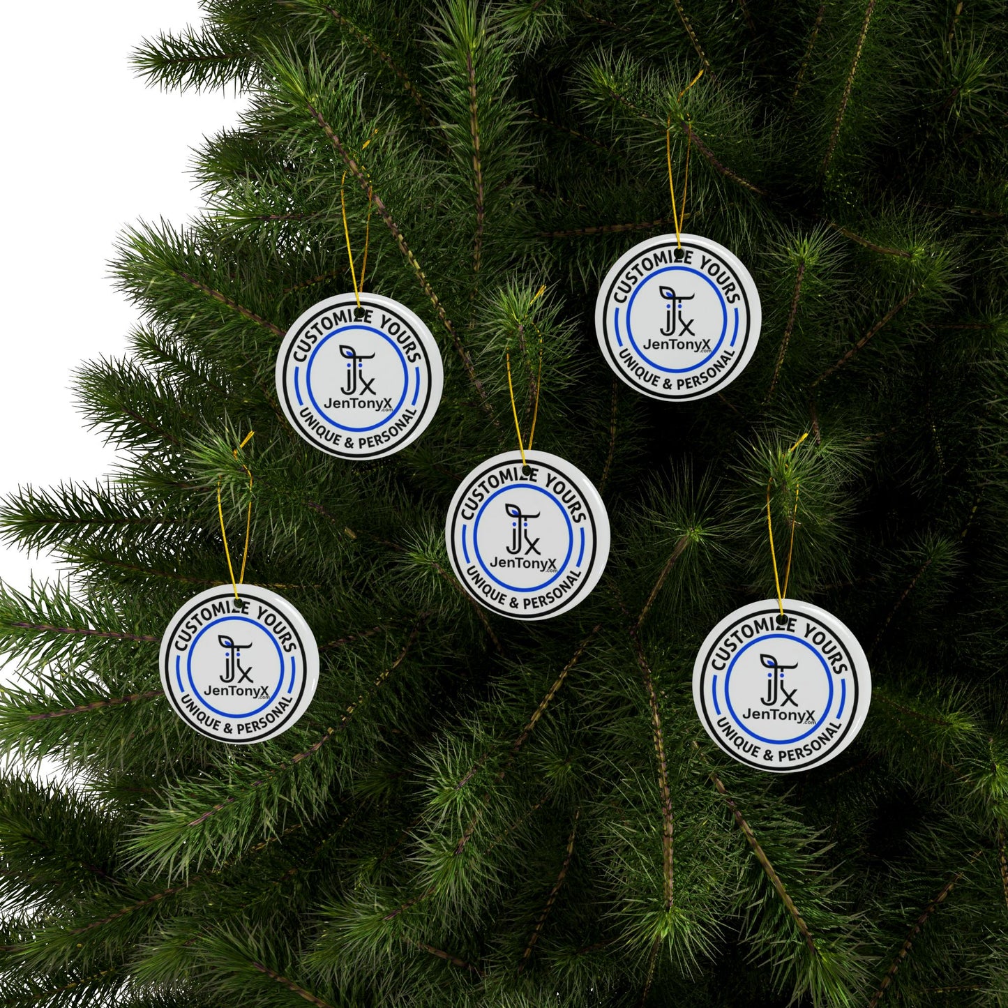 Personalized Ceramic Ornament – Christmas Tree Decoration (Double-Sided)