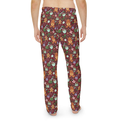 Christmas Cookies & Reindeer — Men's Festive Holiday Pajama, Lounge, Sleepwear Pant