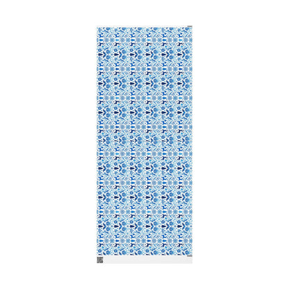 Blue Reindeer Snowflake Gift Wrap — Holiday Wrapping Paper Rolls