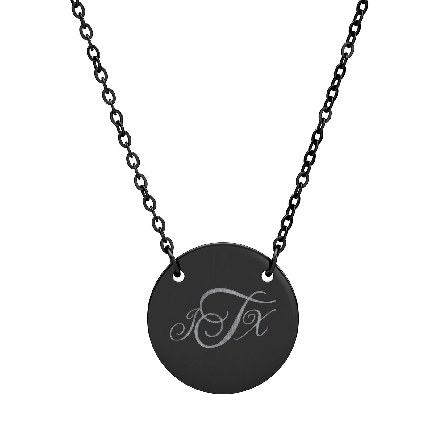 Engraved Circle Initial Necklace — Personalized Monogram Pendant
