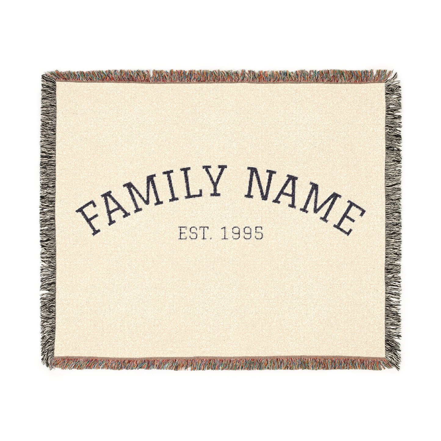 Personalized Family Name Woven Blanket - Classic Est. Year Throw